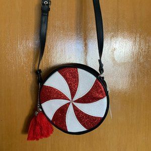 Target Peppermint Christmas Holiday Crossbody Purse Red/White/Black NWT